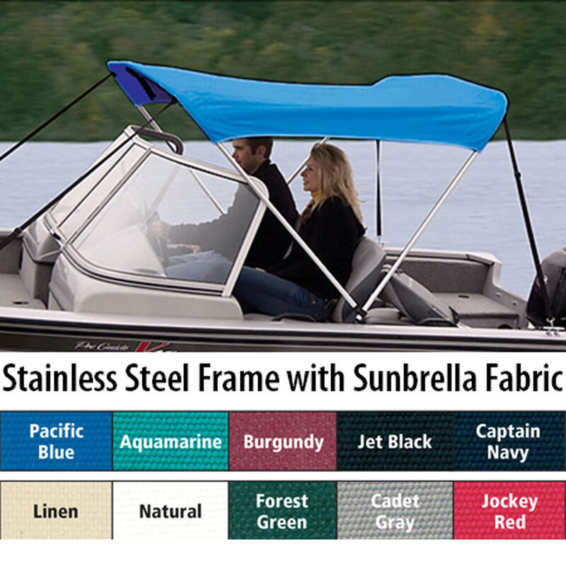 Shademate Sunbrella Stainless 2-Bow Bimini Top 5'6''L x 42''H 54''-60'' Wide image number 2