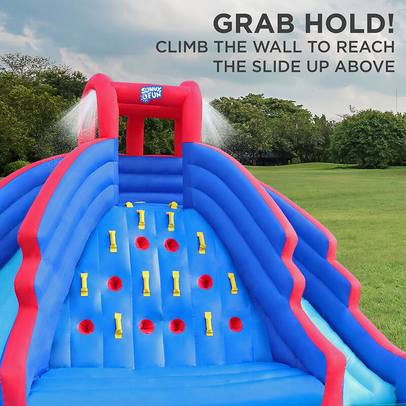 Sunny & Fun Inflatable Water Park with Climbing Wall and Dual Slides image number 3