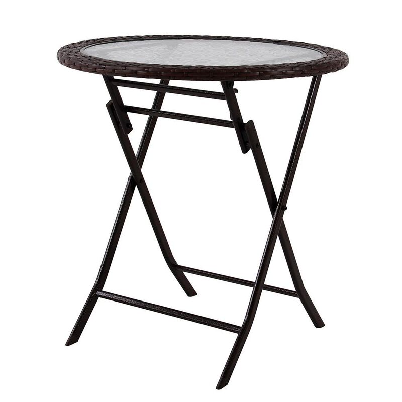 Folding Rattan Table, 26.7" image number 1