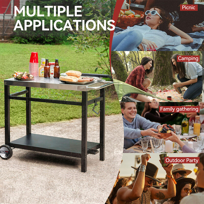 Royal Gourmet Double Shelf Movable Dining Cart w/ Handle - PC3401S image number 5
