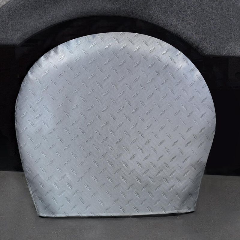 Diamond Plate Silver Tyre Gards, 27" to 29" image number 1