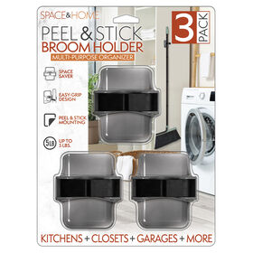 Space and Home Peel-and-Stick Broom Holders, 3-Pack