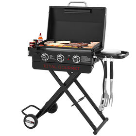 Royal Gourmet 23" Portable 3-Burner Gas Griddle with Collapsible Stand