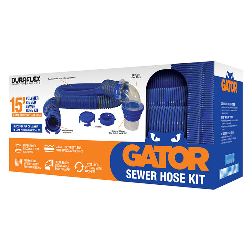 Duraflex Pliable Sewer Hose Kit, 15 Foot Extended Length image number 1