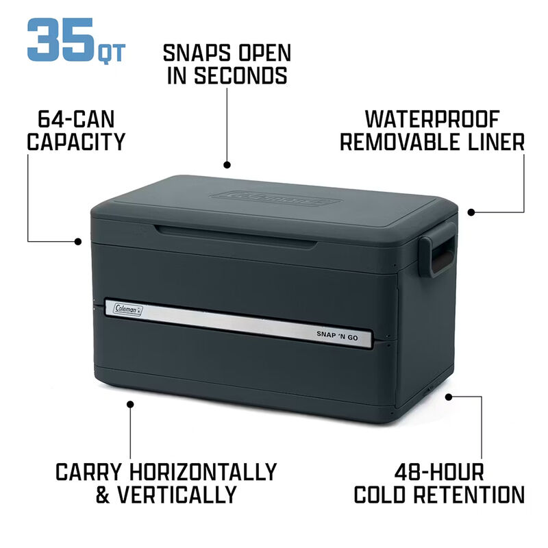 Coleman Snap 'N Go 35-Quart Collapsible Hard Cooler, Mussel image number 12