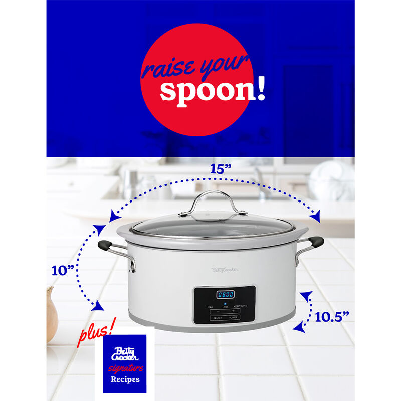Betty Crocker 6-Quart Oval Digital Slow Cooker, White image number 7