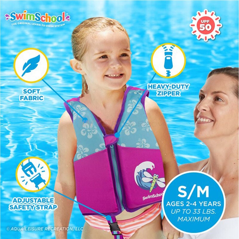 Aqua Leisure Girl's Swim Trainer Vest - Pink/Aqua S/M image number 2
