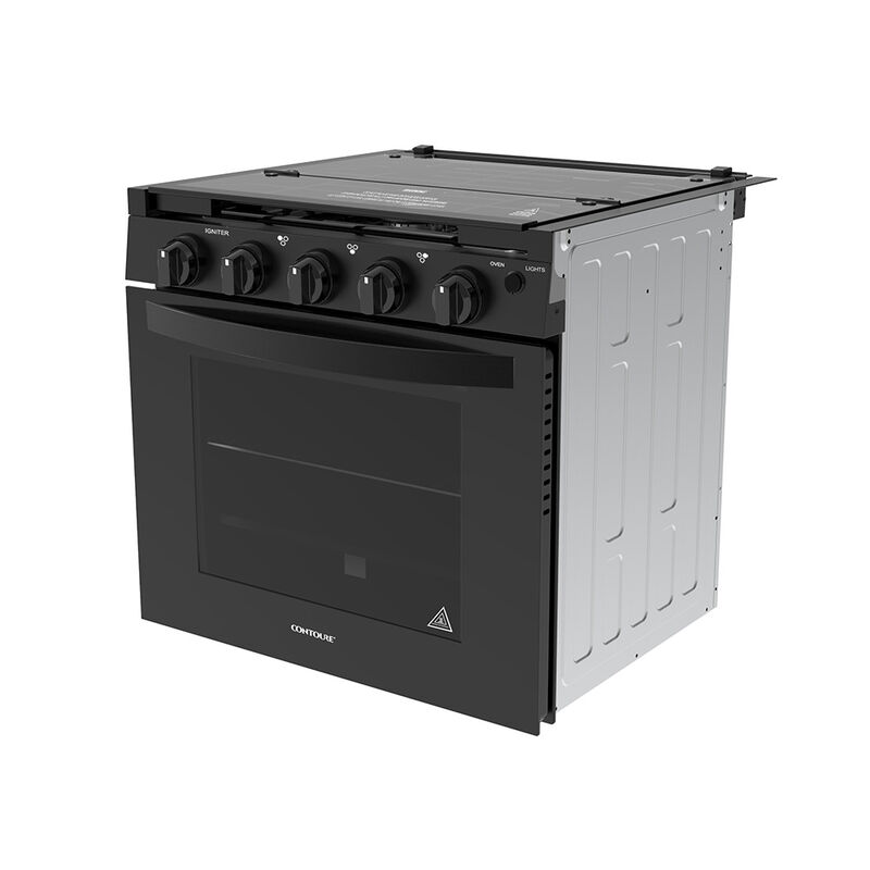 CONTOURE GR-21TCBB 21" 3-Burner Drop-In Gas Range, Black image number 5