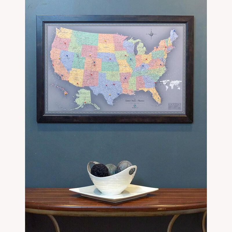 Magnetic Travel Map USA, Modern Grey, 36x24 image number 2