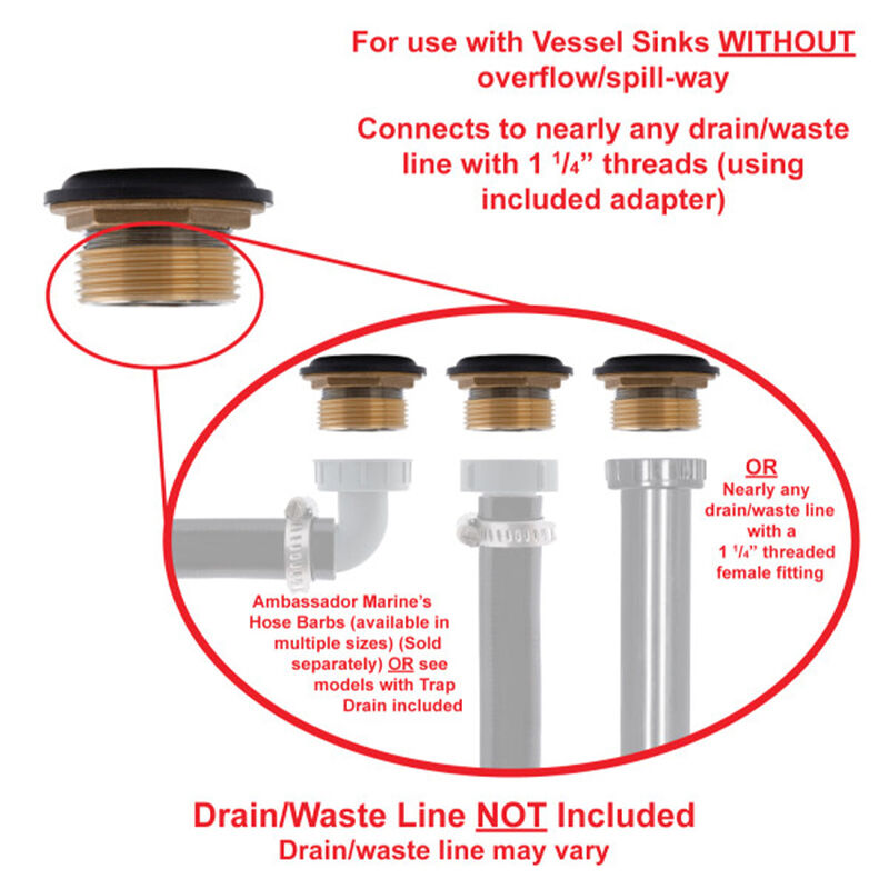 Ambassador Marine 1-1/2" Flip Drain, Chrome image number 4