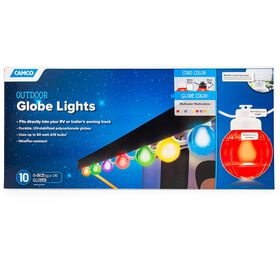 Outdoor Globe Lights, 10-Globe, Black Cord, MultiColor