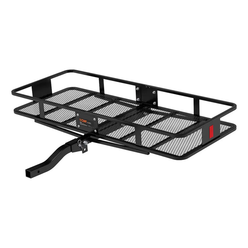 CURT 60" x 24" Black Steel Basket Cargo Carrier, Folding Shank