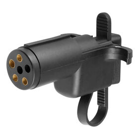 CURT 57627 Electrical Adapter with Tester (6-Way Round Vehicle to 4-Way Flat Trailer)