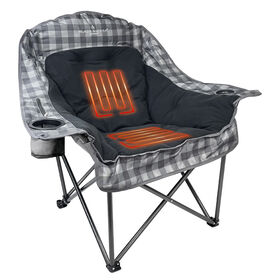 AMX Global Heated Comfort Cloud Chair&mdash;Gray Buffalo Check