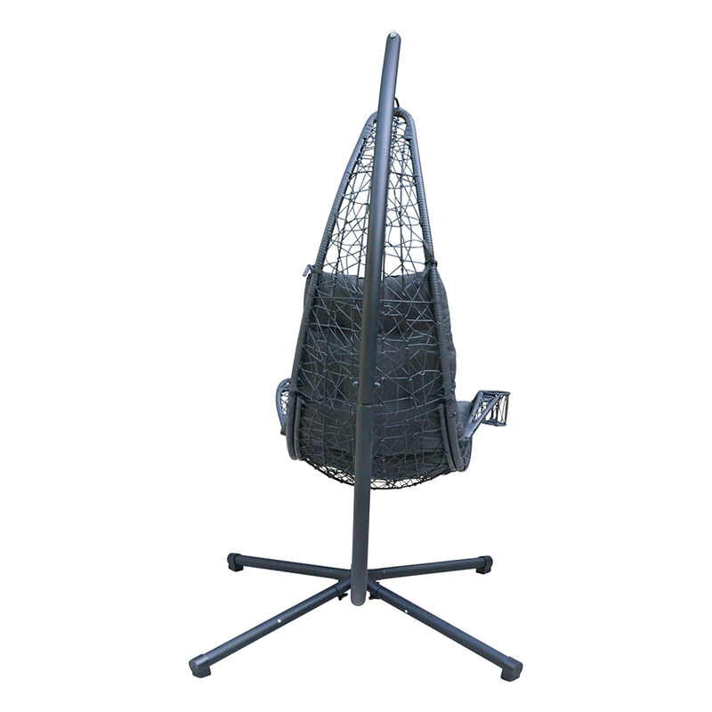 Algoma Cushioned Rattan Wicker Hanging Chair with Stand image number 15