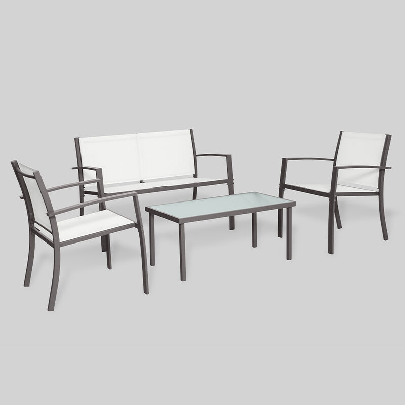 Ostrich Woodcliff Lake 4-Piece Patio Set, Tan/White image number 1