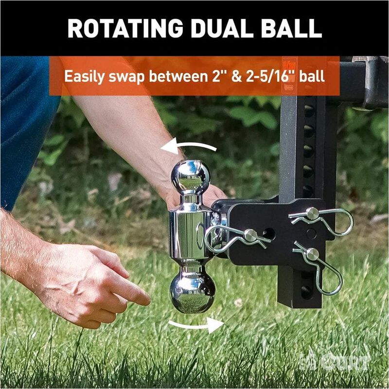 CURT StowPro Ball Mount, 9 in Drop, 2 in Shank, Dual Ball #45963 image number 9