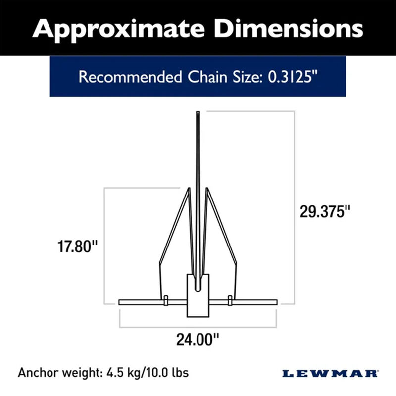 Lewmar LFX Aluminum Fluke Anchor, 10 lbs. image number 3