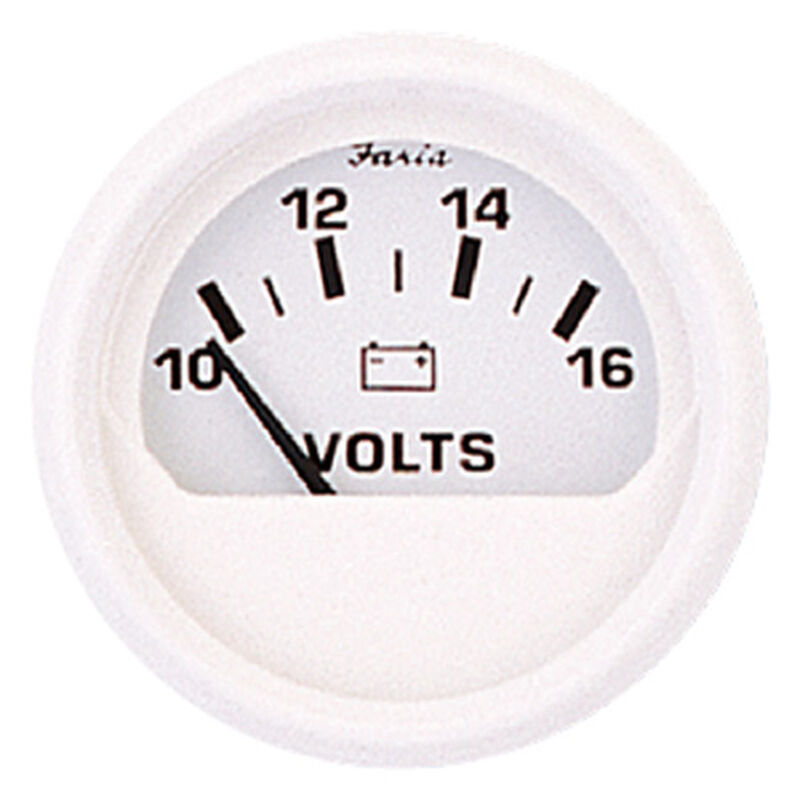 Faria 2" Dress White Series Voltmeter, 10-16V DC image number 1