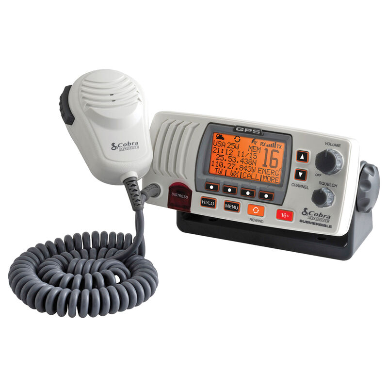 Cobra Marine MR F77 GPS Class-D Fixed-Mount VHF Radio with GPS Receiver, white image number 2