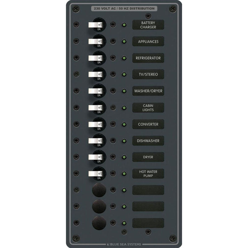 Blue Sea 230V AC Branch Circuit Breaker Panel - 13 Positions image number 1