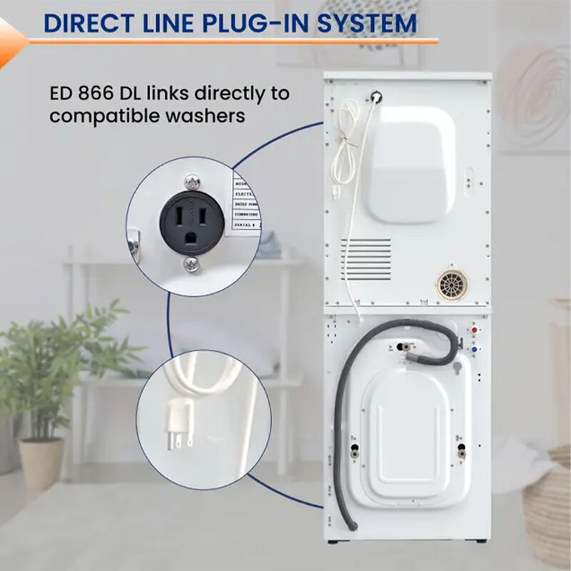 Equator Stackable EW 826 Washer + ED 866 DL Dryer Set, White image number 13