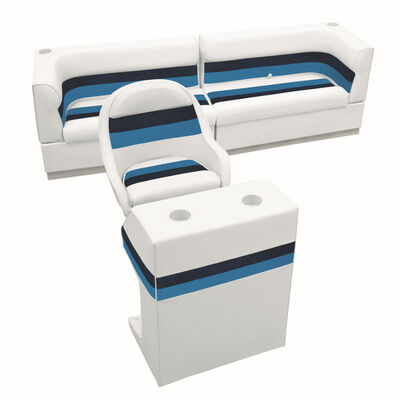 Deluxe Pontoon Furniture w/Toe Kick Base - Rear Traditional Package, White/Nvy/B