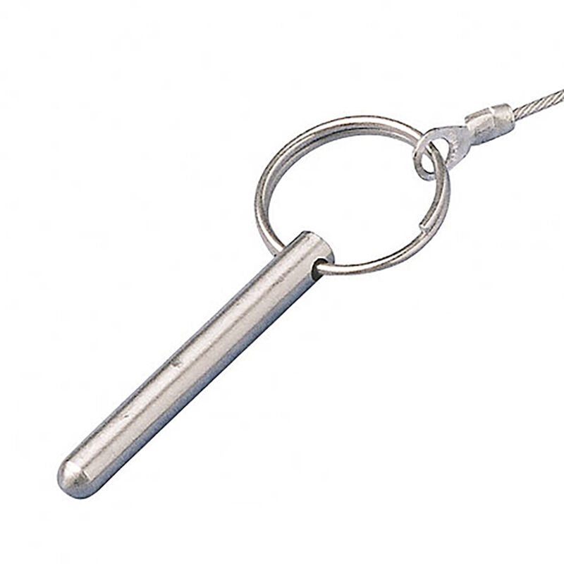 Pontoon Bimini Top Fitting - Stainless Steel 1/4" x 2" Pull Pin with Lanyard image number 1