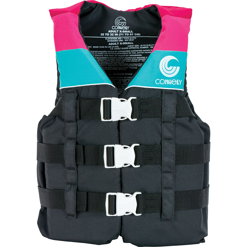 Connelly Junior Retro Nylon Life Vest, Black/Pink image number 1