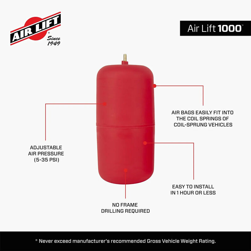 Air Lift 1000 Air Spring Kit, '20-'26 Jeep Gladiator image number 4