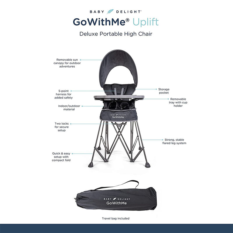 Go With Me Uplift Deluxe Portable High Chair with Canopy image number 2