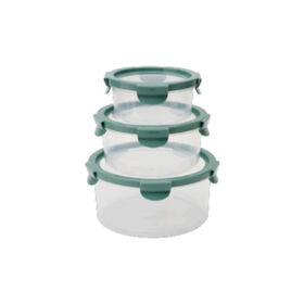 Phantom Chef 6-Piece Round Silicone Food Container Set, 3 Containers with Lids, Green