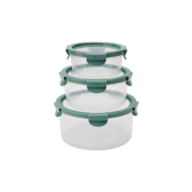 Phantom Chef 6-Piece Round Silicone Food Container Set, 3 Containers with Lids, Green image number 1