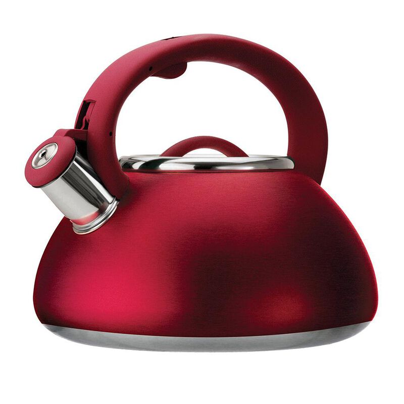 Stainless Steel Whistling Kettle, 2.5 Quart, Matte Red image number 1