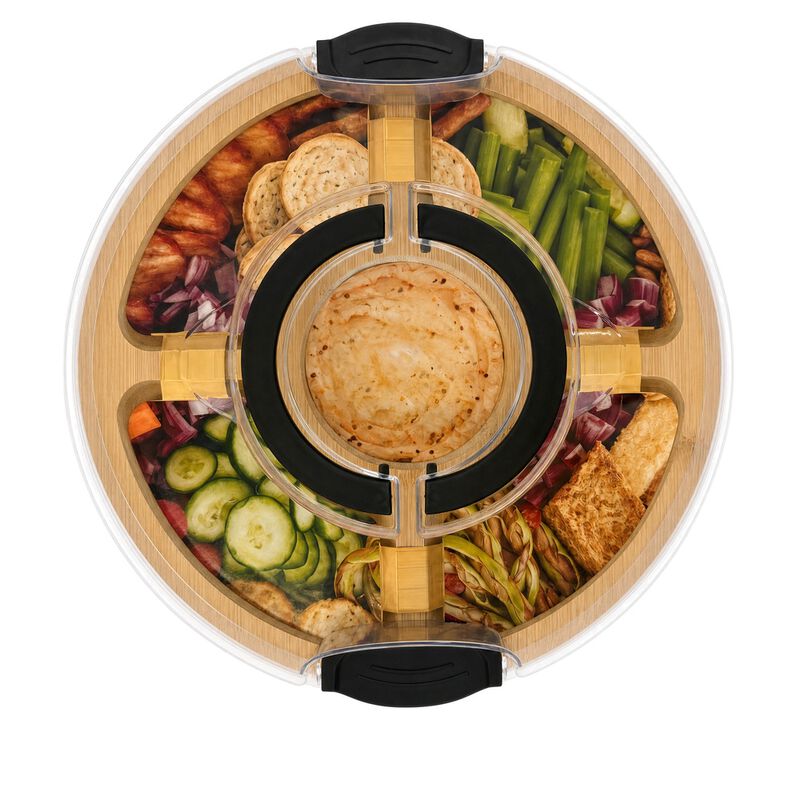Brookstone 5-Compartment Bamboo Serving Platter with Lid image number 5