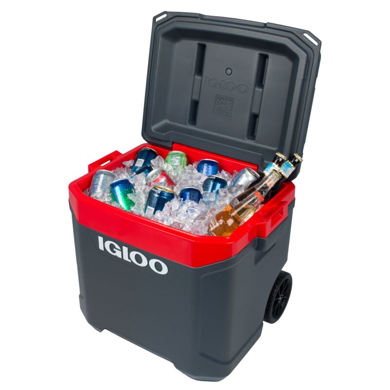 Igloo Latitude 60 Qt. Rolling Cooler, Red/Gray  image number 3