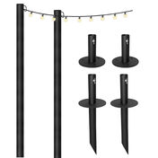 Excello Global Products Bistro String Light Poles with Lights, 2-Pack