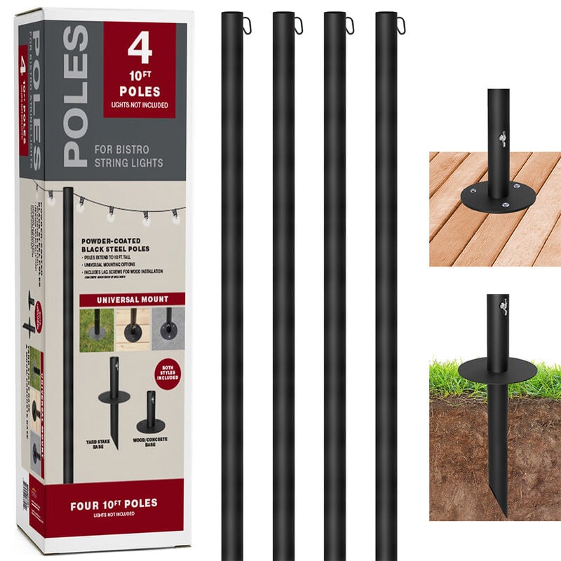 Excello Global Products Bistro String Light Poles, 4-Pack image number 2