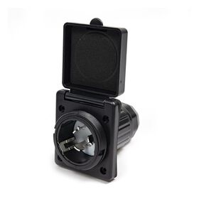 Electric World 50A Black RV Inlet with Stainless Steel Cover