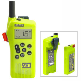 ACR SR203 GMDSS Survival Radio w/ Replaceable Lithium Battery & Rechargable Lithium Polymer Battery & Charger