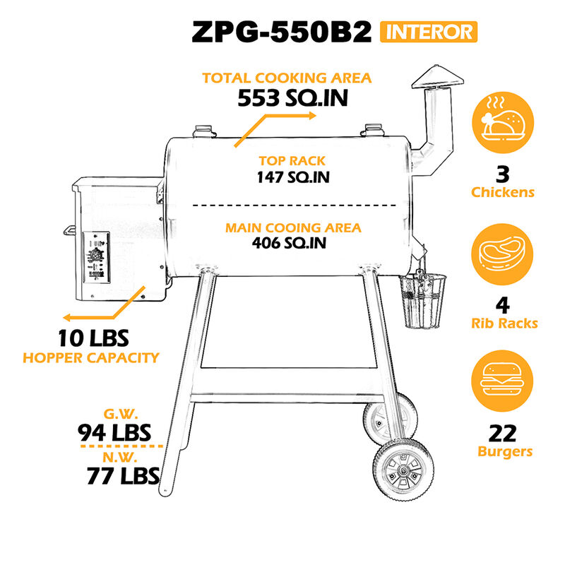 Z Grills 550B2 Wood Pellet Grill and Smoker image number 3