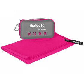 Hurley Quick Dry Towel w/Carabiner Clip & Travel Case, Pink