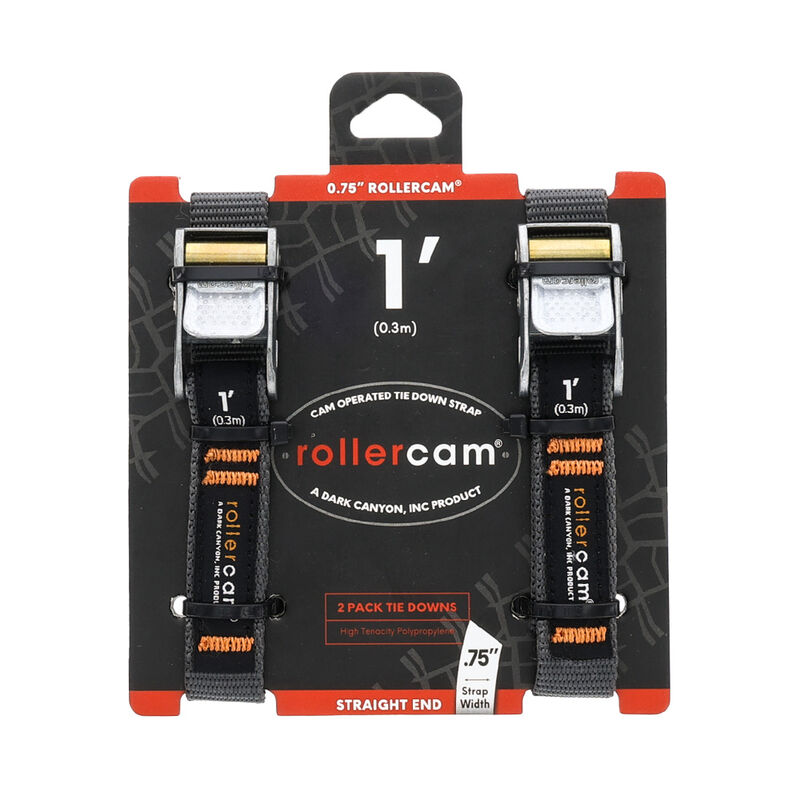 Rollercam Straight End 0.75" Wide Tie-Downs, 1' Long, Set of 2