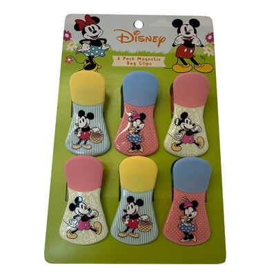 Disney Mickey and Minnie Pastel Magnetic Bag Clips, 6-Pack