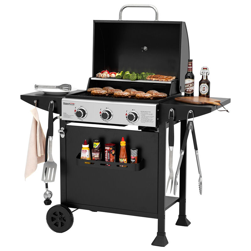 Royal Gourmet 3-Burner Propane Grill w/ Side Shelves & Rack