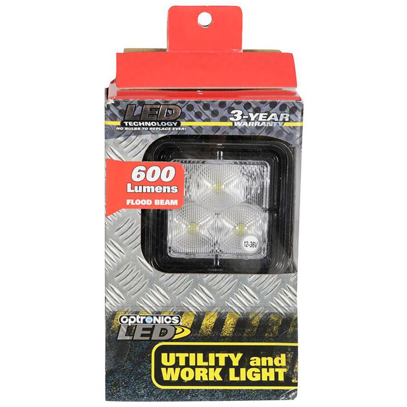 LED Mini Rectangle Tractor Light; 325 Lumens; 3 HP Diodes, Cast Iron Aluminum Housing; Flood; Steel hardware image number 3