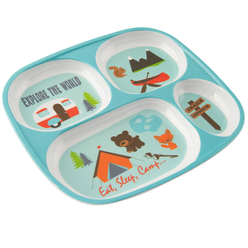 Kid's "Eat, Sleep, Camp" Food Tray, Aqua image number 4