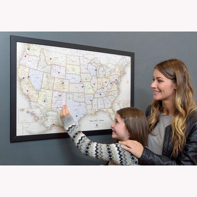 Magnetic Travel Map USA, Classic Tan, 36x24