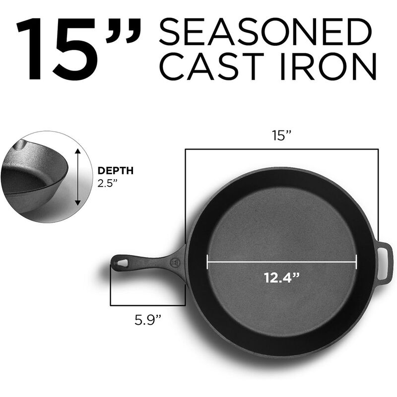 Commercial Chef 15" Cast Iron Skillet image number 6