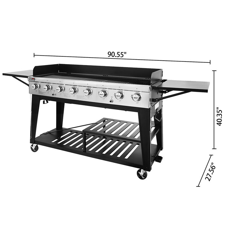 Royal Gourmet GB Series 8-Burner Gas Grill, Black/Stainless image number 9